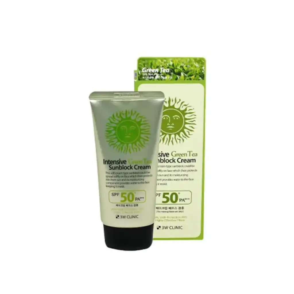 3W-Clinic-Green-Tea-Sunblock-Cream-SPF-50PA-70ml.webp 3W Clinic Green Tea Sunblock Cream SPF 50+PA+++ 70ml - Image 1