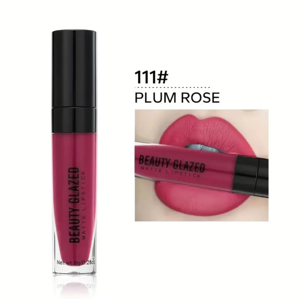 Beauty-Glazed-Matte-Lipstick-Plum-Rose-111.webp Beauty Glazed Matte Lipstick Plum Rose 111 - Image 1