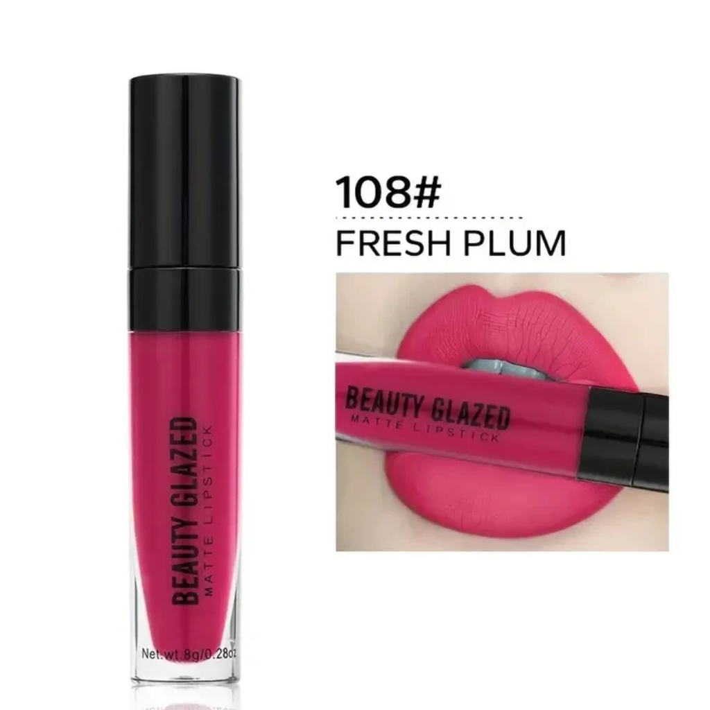 Beauty-Glazed-Matte-Lipstick-Smudge-Proof-Fresh-Plum-108.webp Beauty Glazed Matte Lipstick Smudge Proof Fresh Plum 108 - Image 1