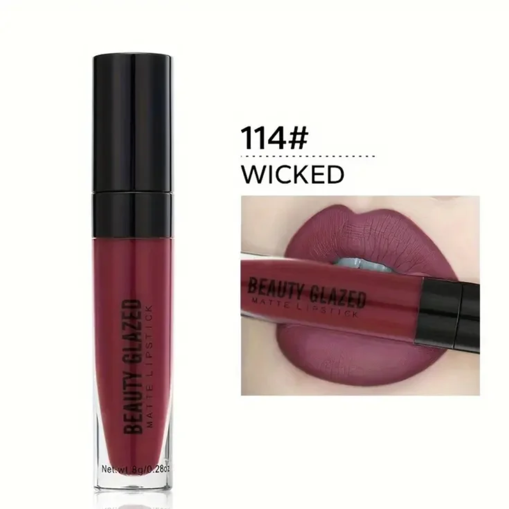 Beauty-Glazed-Matte-Lipstick-Wicked-114.webp Beauty Glazed Matte Lipstick Wicked-114 - Image 1
