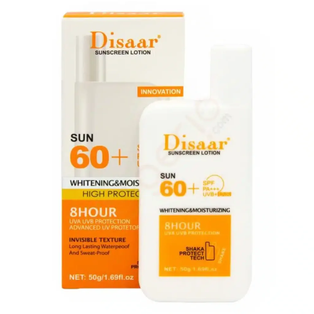 Disaar-Sunscreen-Lotion-SPF-PA-UVBUVA-–-50G.webp Disaar Sunscreen Lotion SPF PA+++ UVB+UVA – 50G - Image 1