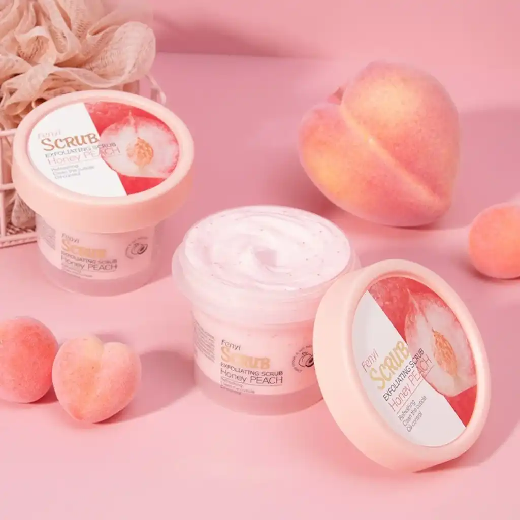 Fenyi-Honey-Peach-Body-Scrub-Exfoliating-100g.webp Fenyi Honey Peach Body Scrub | Exfoliating 100g - Image 1