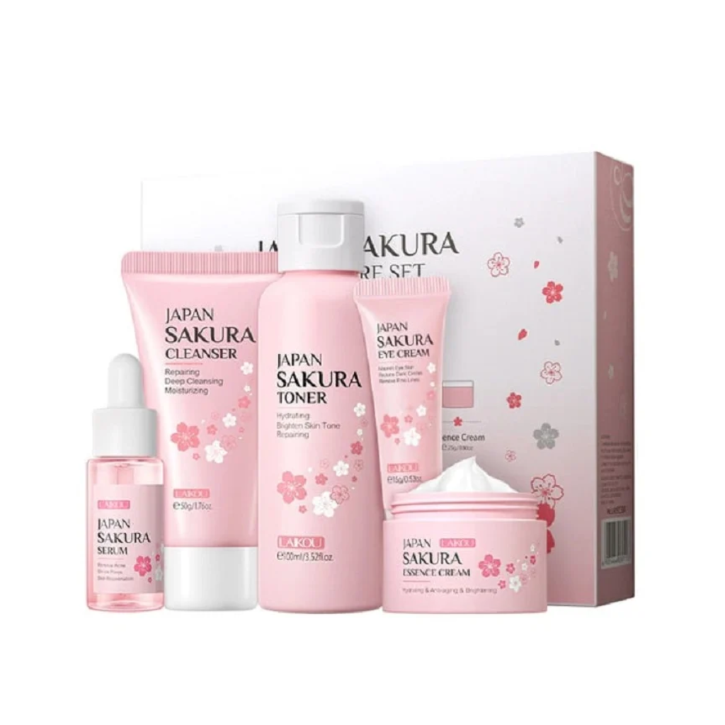 Laikou-Japan-Sakura-Skin-Care-Set-–-5-PCS.webp Laikou Japan Sakura Skin Care Set – 5 PCS - Image 1