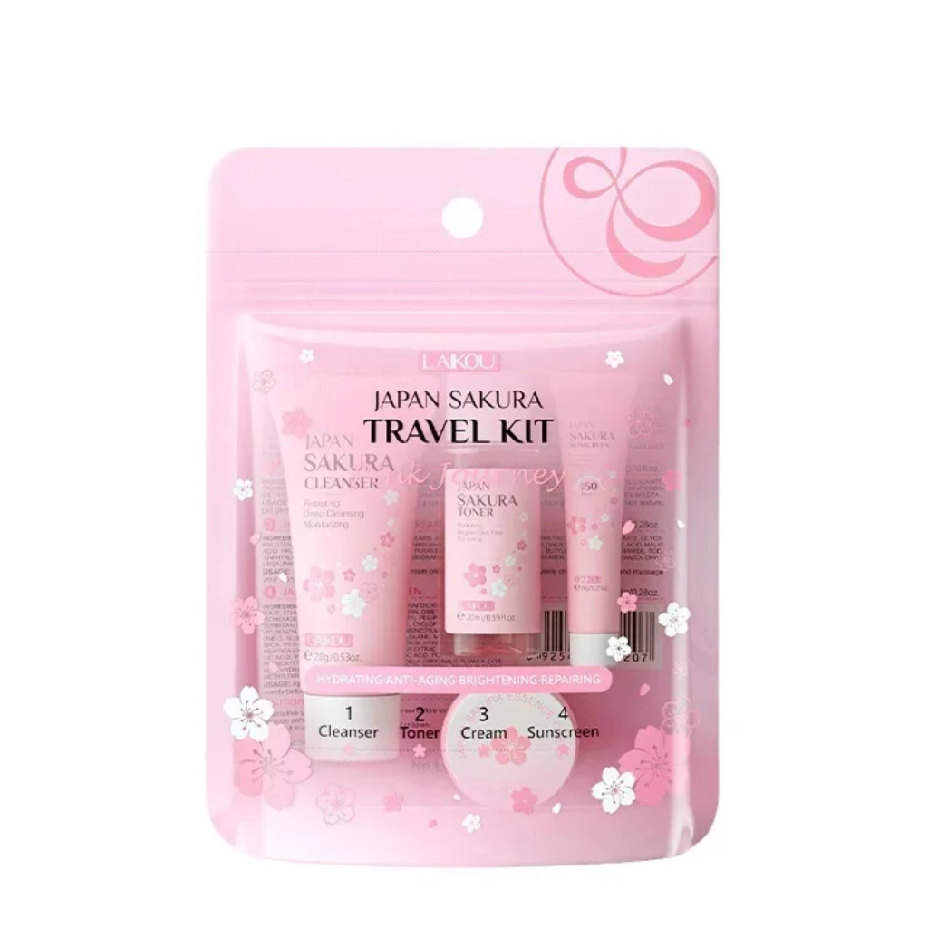 Laikou-Japan-Sakura-Travel-Kit-–-4pcs.webp Laikou Japan Sakura Travel Kit – 4pcs - Image 1