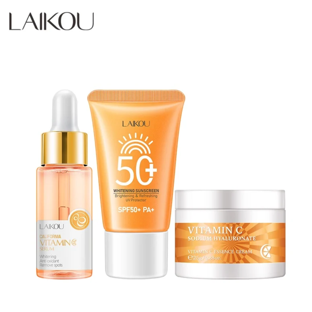 Laikou-Vitamin-C-Serum-17ml-Cream-25gm-and-Sunscreen-30gm.webp Laikou Vitamin C Serum 17ml , Cream 25gm and Sunscreen 30gm - Image 1