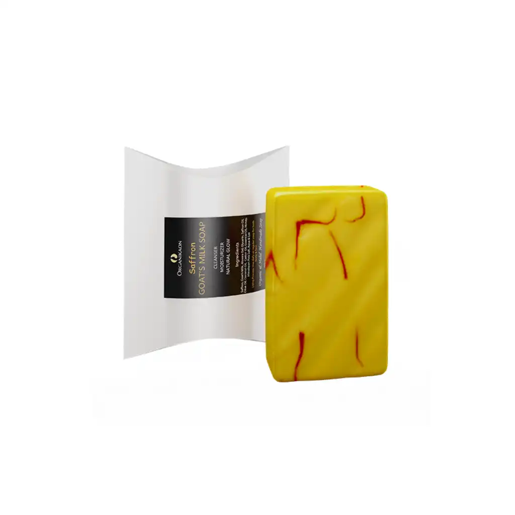 Organikaon-Saffron-Goat-Milk-Soap-–-100gm.webp Organikaon Saffron Goat Milk Soap – 100gm - Image 1