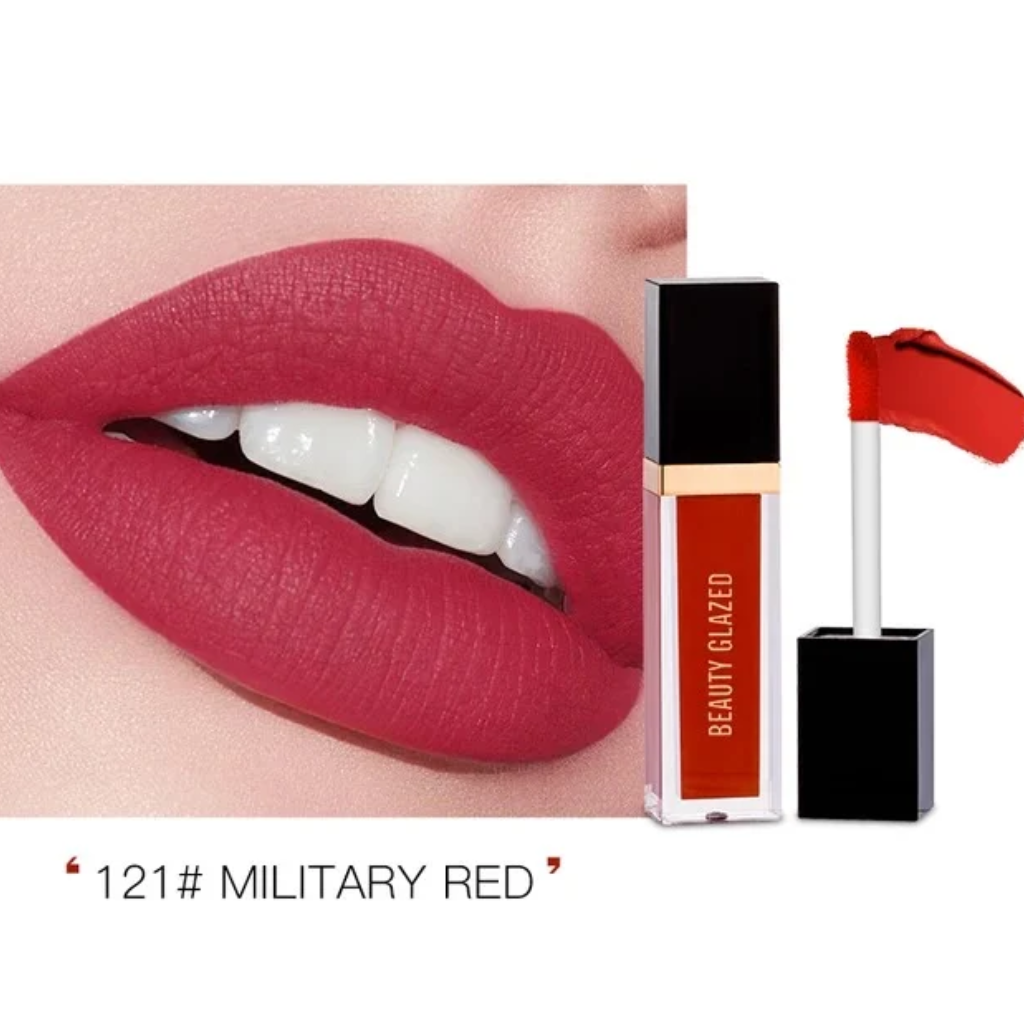 beauty-glazed-matte-liquid-lipstickMilitary-Red-121.webp Beauty glazed matte liquid lipstick Military Red-121 - Image 1