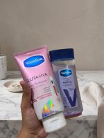 Vaseline body care duo for daily hydration, soft skin, and a dewy-looking glow. Includes Gluta-Hya Lotion and Calm Healing Body Oil
